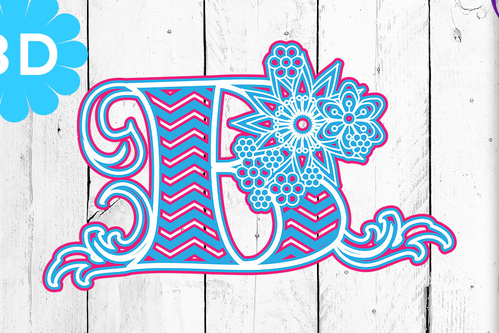 Intra απο ξύλο plywood 3mm-4mm πάχος 3D Multilayer Floral Chevron Letter B Δίασταση 40x40 cm INTRAFABR-4301443