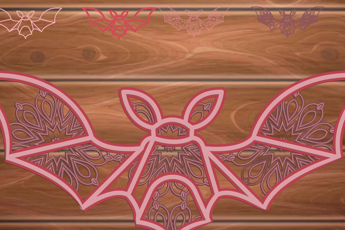 Σετ των 2 Intra απο ξύλο plywood 3mm-4mm πάχος 3D MultiLayer Halloween Bats Cut Δίασταση 15x15 cm INTRAFABR-14410467