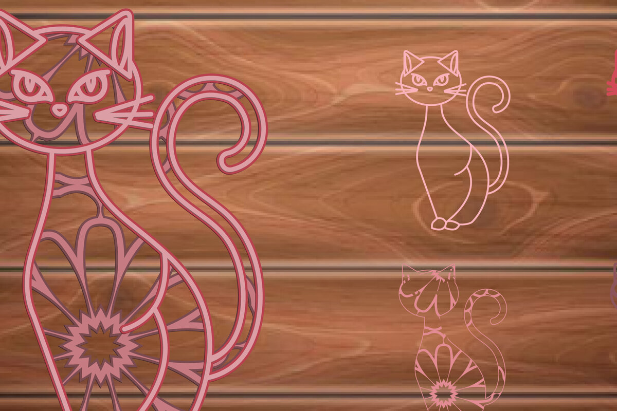 Σετ των 2 Intra απο ξύλο plywood 3mm-4mm πάχος 3D MultiLayer Halloween Cat Cut Δίασταση 15x15 cm INTRAFABR-14425871