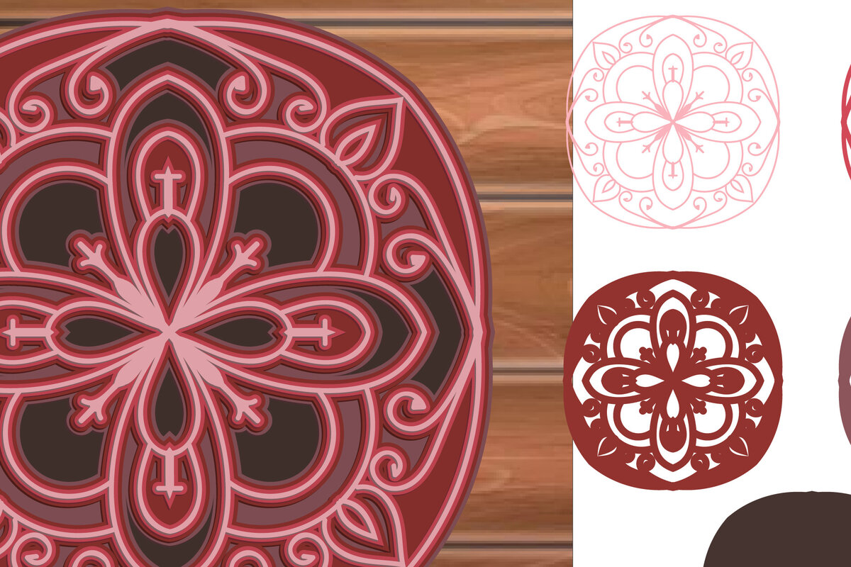 Intra απο ξύλο plywood 3mm-4mm πάχος 3D MultiLayer Mandala Cut File Δίασταση 30x30 cm INTRAFABR-14837959