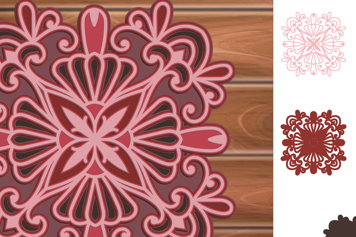 Intra απο ξύλο plywood 3mm-4mm πάχος 3D MultiLayer Mandala Cut File Δίασταση 30x30 cm INTRAFABR-14904698