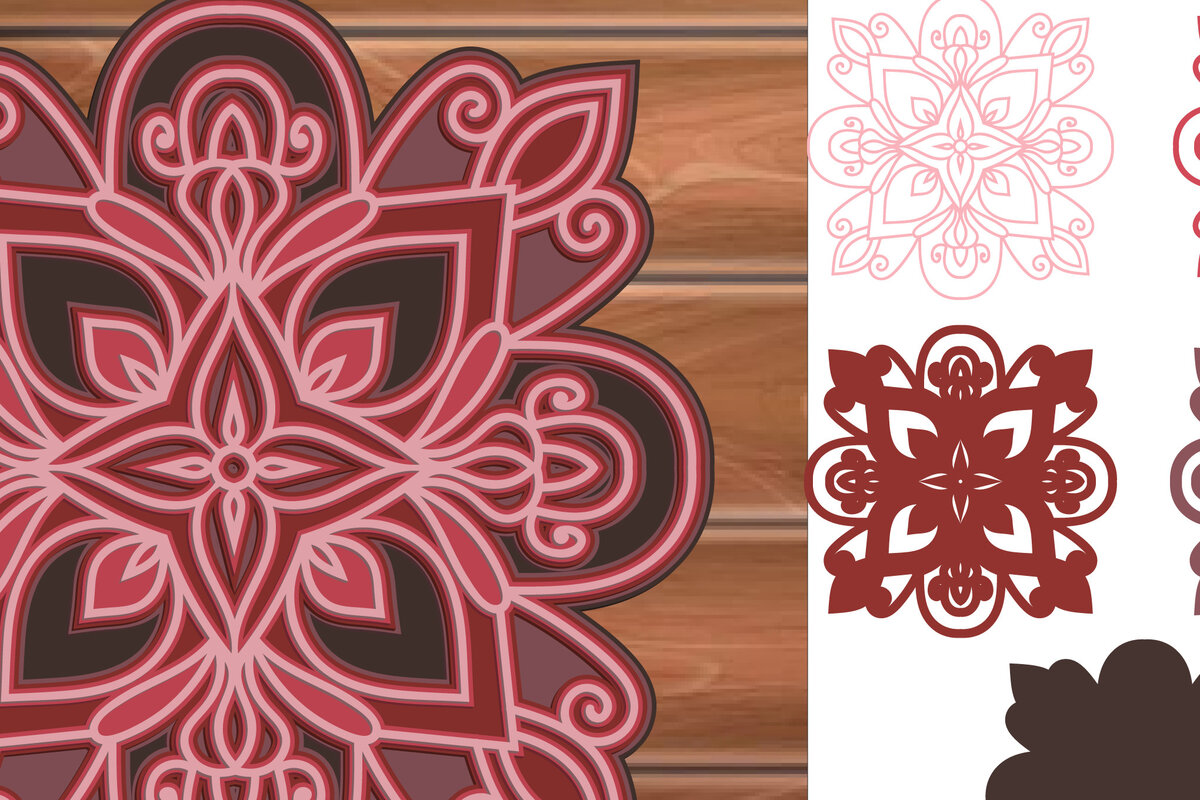 Intra απο ξύλο plywood 3mm-4mm πάχος 3D MultiLayer Mandala Cut File Δίασταση 30x30 cm INTRAFABR-14831905