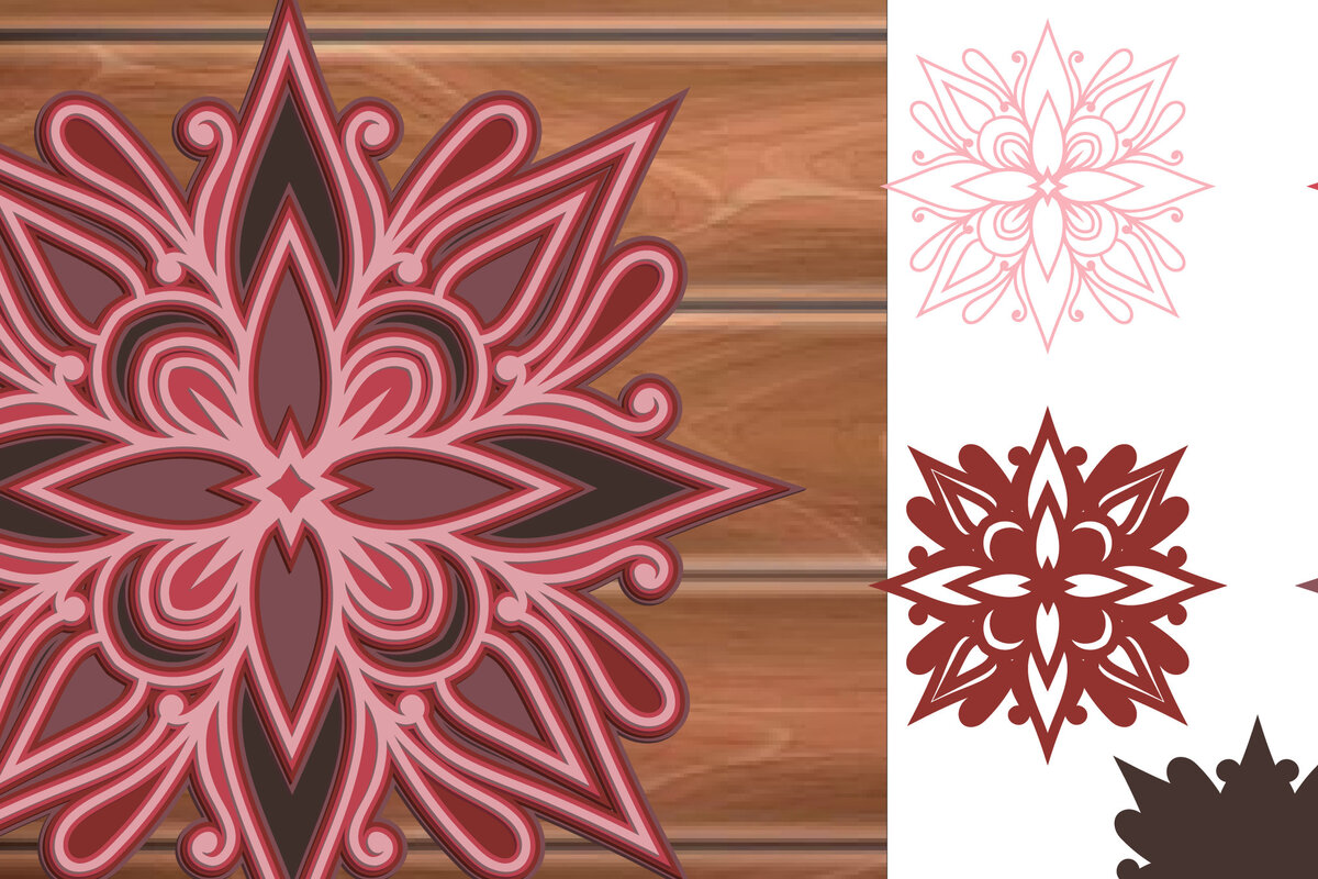 Intra απο ξύλο plywood 3mm-4mm πάχος 3D Multilayer Mandala Δίασταση 30x30 cm INTRAFABR-14831416