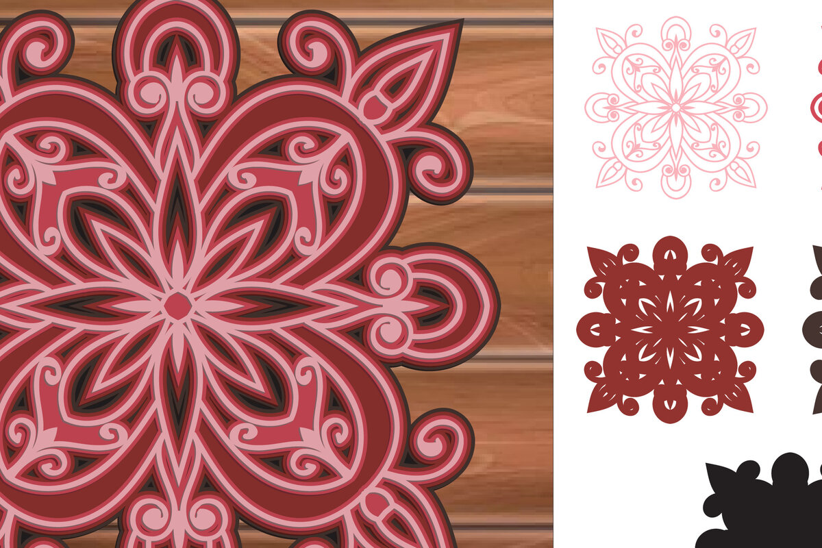 Intra απο ξύλο plywood 3mm-4mm πάχος 3D Multilayer Mandala Δίασταση 30x30 cm INTRAFABR-14838017