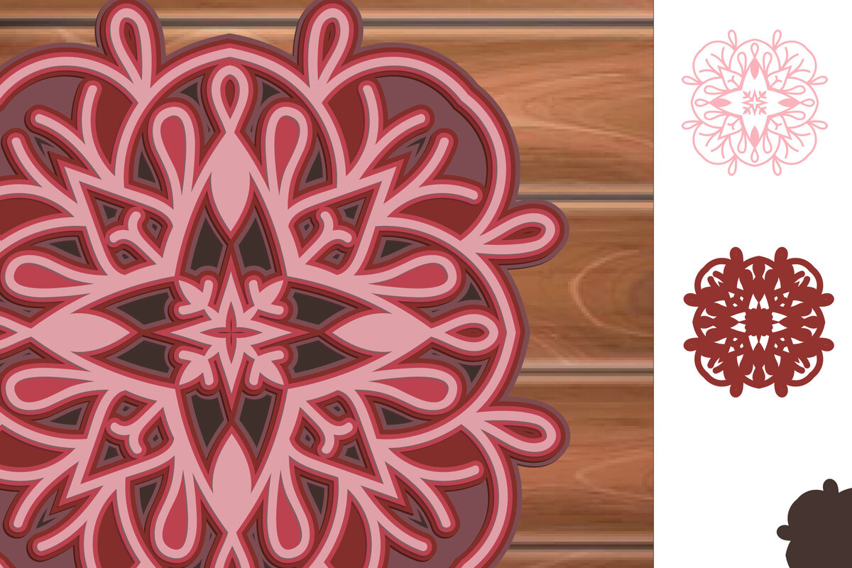 Intra απο ξύλο plywood 3mm-4mm πάχος 3D Multilayer Mandala Δίασταση 30x30 cm INTRAFABR-14912809