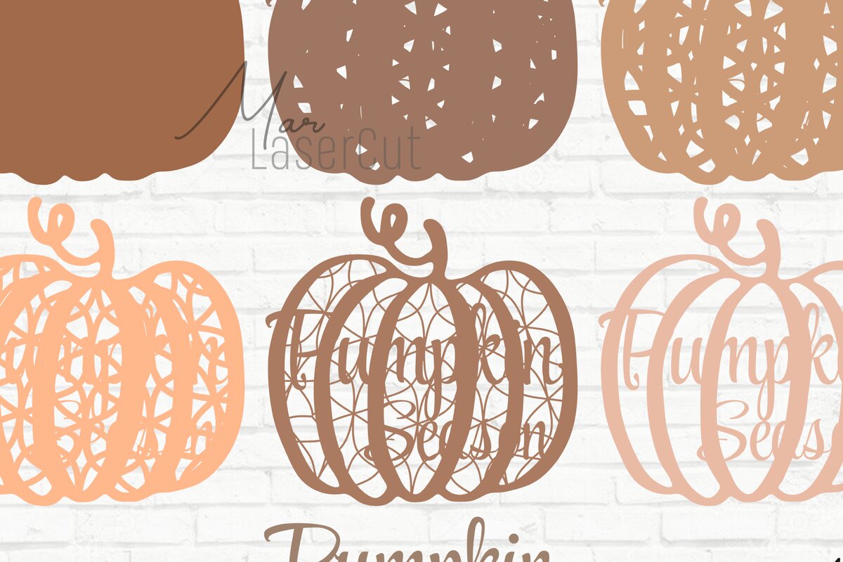 Σετ των 2 Intra απο ξύλο plywood 3mm-4mm πάχος 3D Πολυεπίπεδο φθινοπωρινής κολοκύθας με λέιζερ Δίασταση 15x15 cm INTRAFABR-19045135