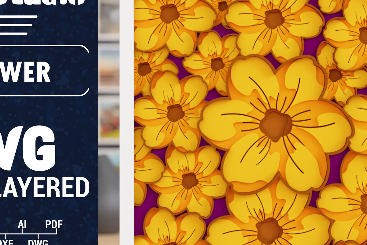 Σετ των 2 Intra απο ξύλο plywood 3mm-4mm πάχος Τρισδιάστατο πολυστρωματικό χαρτί λουλουδιών κομμένο Δίασταση 1500x1500 cm INTRAFABR-116023891