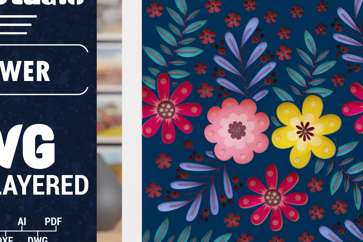 Σετ των 2 Intra απο ξύλο plywood 3mm-4mm πάχος Τρισδιάστατο πολυστρωματικό χαρτί λουλουδιών κομμένο Δίασταση 1500x1500 cm INTRAFABR-116023896