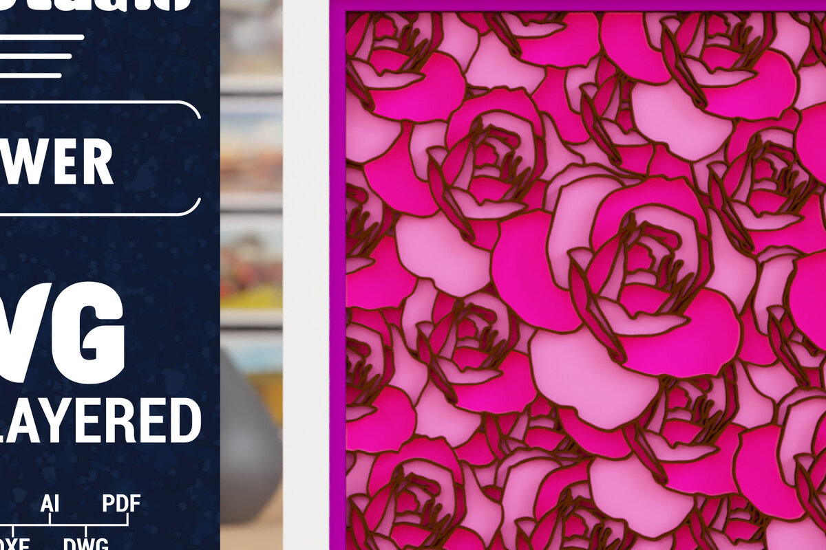 Σετ των 2 Intra απο ξύλο plywood 3mm-4mm πάχος Τρισδιάστατο πολυστρωματικό χαρτί λουλουδιών κομμένο Δίασταση 1500x1500 cm INTRAFABR-116023899