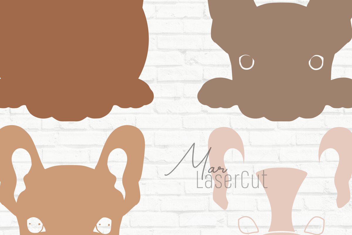 Σετ των 3 Intra απο ξύλο plywood 3mm-4mm πάχος Τρισδιάστατη πολυστρωματική γαλλικού μπουλντόγκ Δίασταση 15x15 cm INTRAFABR-19961530