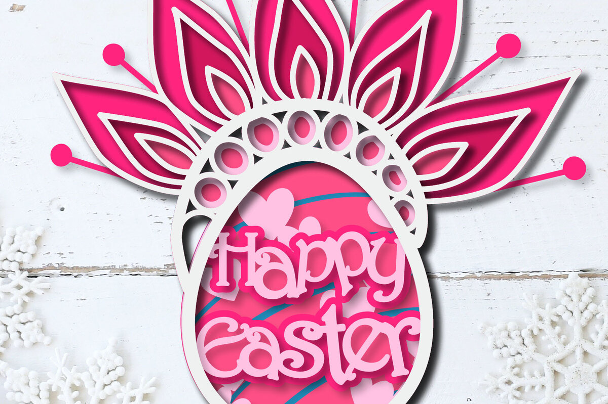 Σετ των 2 Intra απο ξύλο plywood 3mm-4mm πάχος 3D πολυστρωματικό χαρούμενο πασχαλινό αυγό Δίασταση 15x15 cm INTRAFABR-25440107