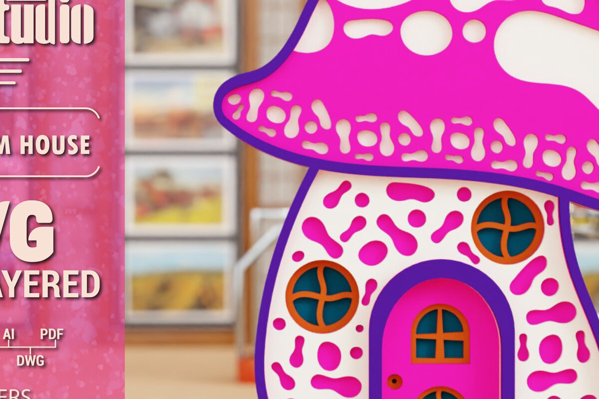 Σετ των 2 Intra απο ξύλο plywood 3mm-4mm πάχος 3D Mushroom House Cut  Δίασταση 1500x1500 cm INTRAFABR-96255006