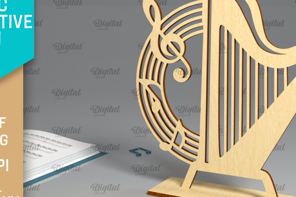 Intra απο ξύλο plywood 3mm-4mm πάχος Τρισδιάστατη μουσική διακοσμητική πινακίδα κοπής με λέιζερ Δίασταση 30x20 cm INTRAFABR-96140703