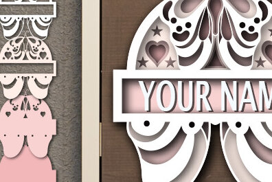 Intra απο ξύλο plywood 3mm-4mm πάχος Τρισδιάστατη πινακίδα ονόματος Butterfly Cut με λέιζερ Δίασταση 30x20 cm INTRAFABR-74254544