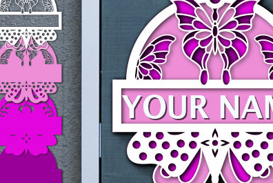 Intra απο ξύλο plywood 3mm-4mm πάχος Τρισδιάστατη πινακίδα ονόματος Butterfly Cut με λέιζερ Δίασταση 30x20 cm INTRAFABR-74254577