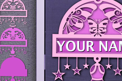 Intra απο ξύλο plywood 3mm-4mm πάχος Τρισδιάστατη πινακίδα ονόματος Butterfly Cut με λέιζερ Δίασταση 30x20 cm INTRAFABR-74254590