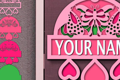 Intra απο ξύλο plywood 3mm-4mm πάχος Τρισδιάστατη πινακίδα ονόματος Butterfly Cut με λέιζερ Δίασταση 30x20 cm INTRAFABR-74254615