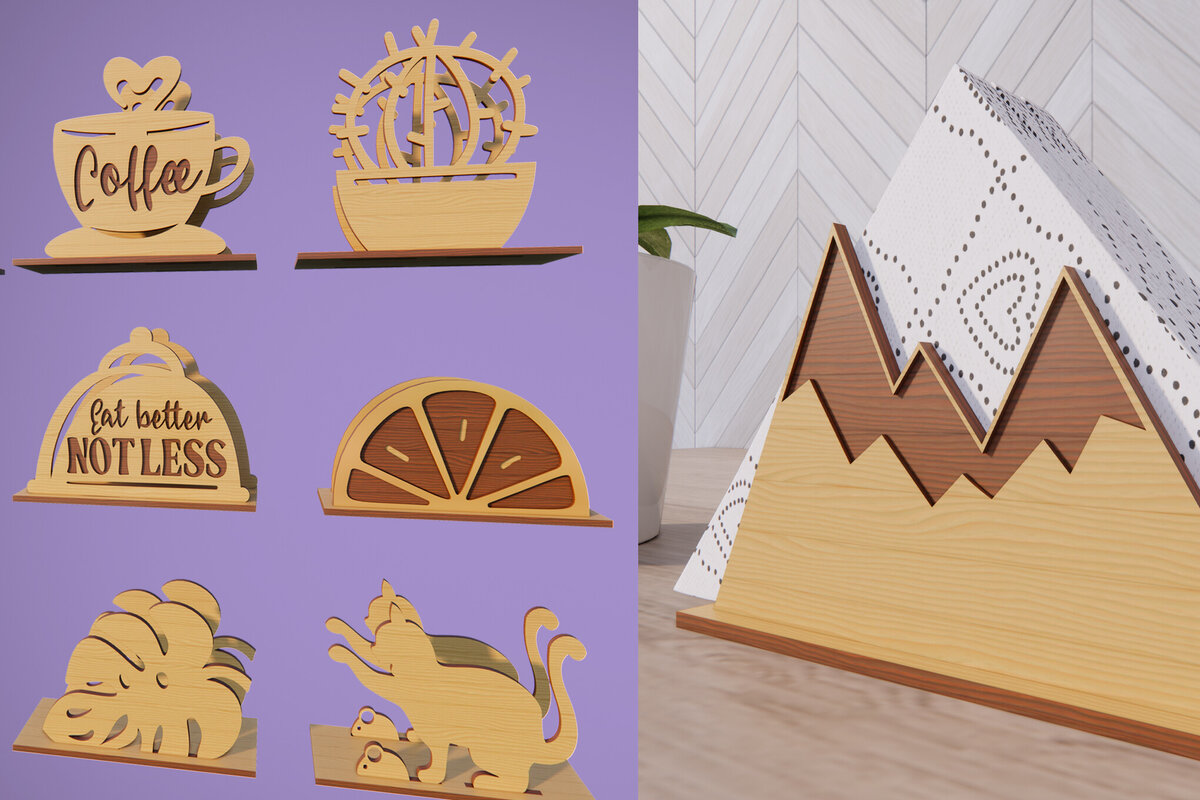 Intra απο ξύλο plywood 3mm-4mm πάχος Δέσμη κοπής με λέιζερ 3D θήκες χαρτοπετσετών Δίασταση 30x20 cm INTRAFABR-84588696