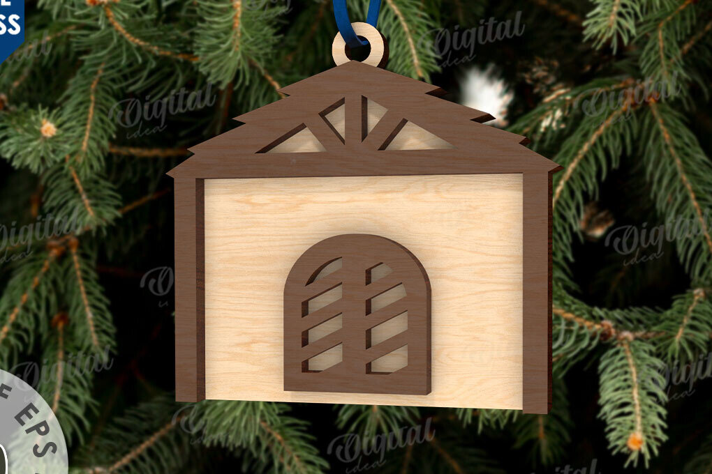 Σετ των 3 Intra απο ξύλο plywood 3mm-4mm πάχος Σχέδιο κοπής με λέιζερ τρισδιάστατο στολίδι της Γέννησης Δίασταση 8x8 cm INTRAFABR-110762914