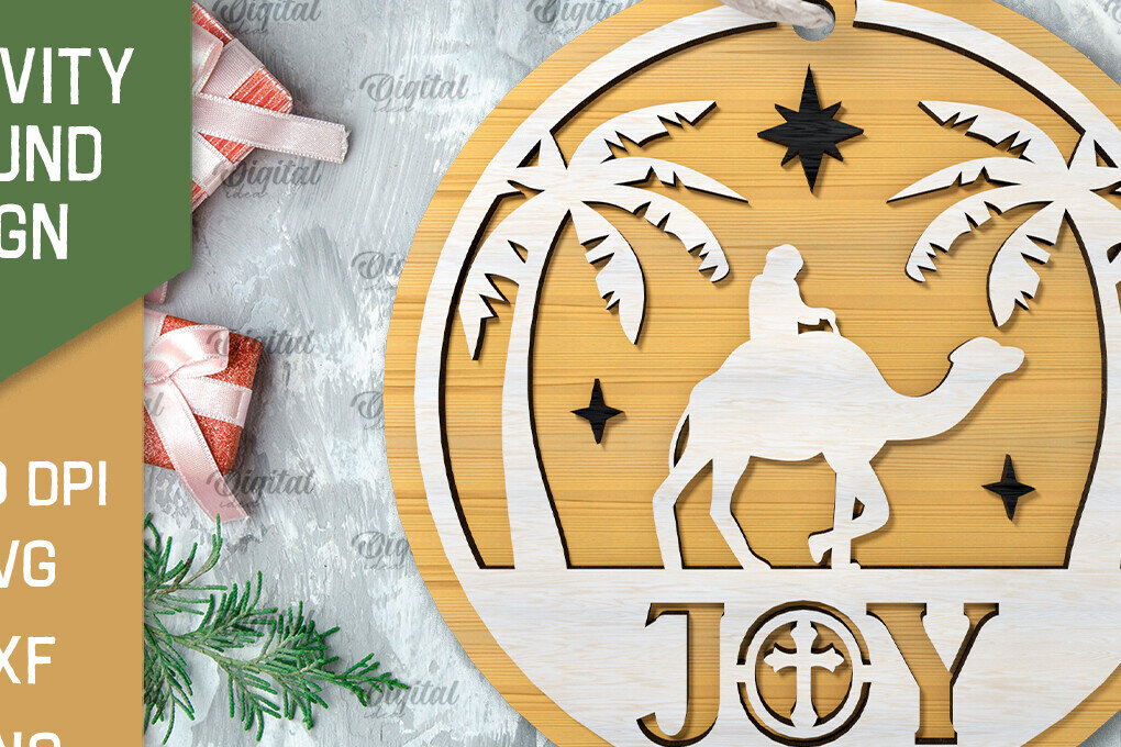 Intra απο ξύλο plywood 3mm-4mm πάχος Σχέδιο κοπής με λέιζερ τρισδιάστατο στρογγυλό σημάδι της Γέννησης Δίασταση 30x20 cm INTRAFABR-107030087