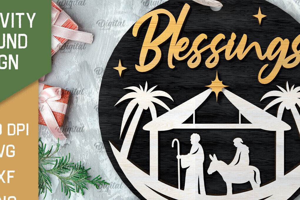 Intra απο ξύλο plywood 3mm-4mm πάχος Σχέδιο κοπής με λέιζερ τρισδιάστατο στρογγυλό σημάδι της Γέννησης Δίασταση 30x20 cm INTRAFABR-107030185