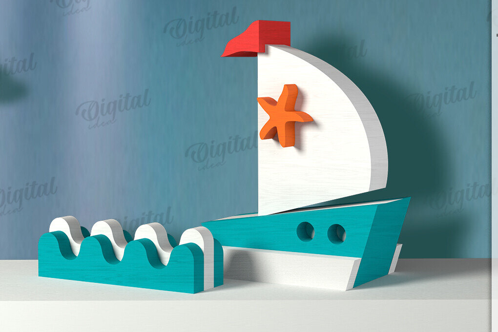 Intra απο ξύλο plywood 3mm-4mm πάχος 3D Ocean Shelf Sitter Δίασταση 30x20 cm INTRAFABR-121598276