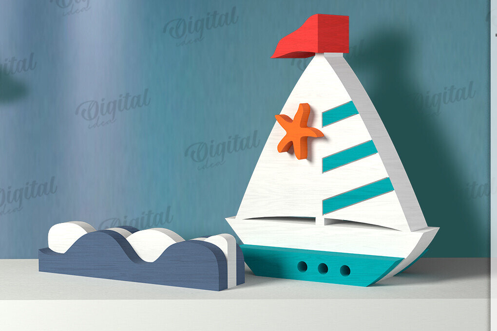 Intra απο ξύλο plywood 3mm-4mm πάχος 3D Ocean Shelf Sitter Δίασταση 30x20 cm INTRAFABR-121598320