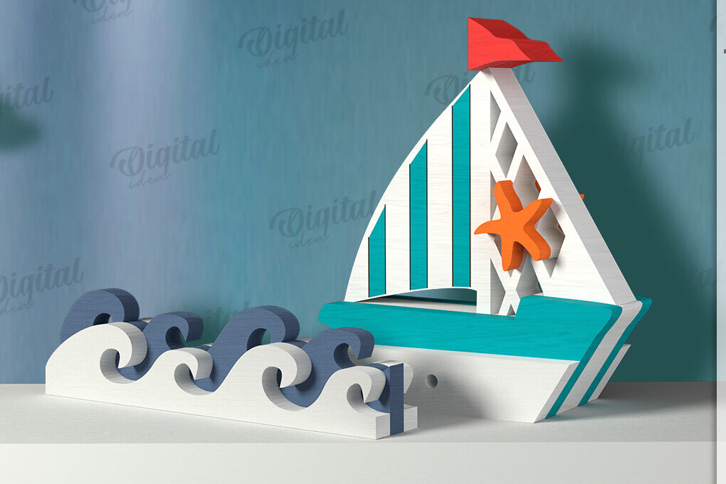 Intra απο ξύλο plywood 3mm-4mm πάχος 3D Ocean Shelf Sitter Δίασταση 30x20 cm INTRAFABR-121598111