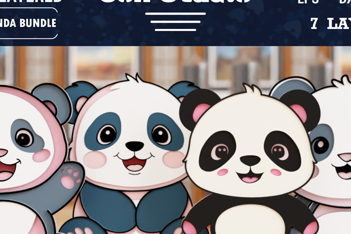 Σετ των 3 Intra απο ξύλο plywood 3mm-4mm πάχος Τρισδιάστατο Panda Papercut File Bun Δίασταση 1500x1500 cm INTRAFABR-100958537