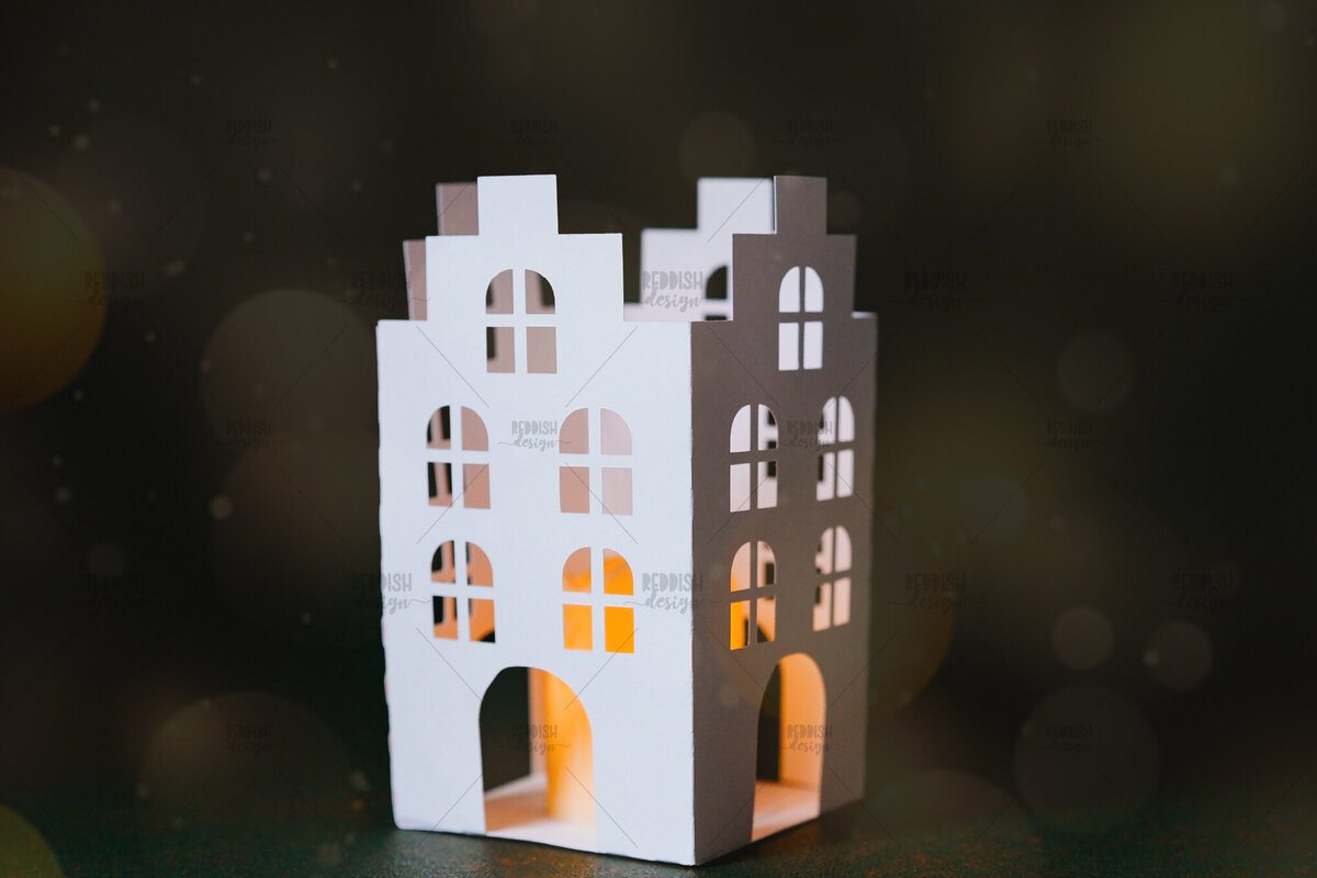 Intra απο ξύλο plywood 3mm-4mm πάχος Πρότυπο φαναριού τρισδιάστατου χάρτινου σπιτιού Δίασταση 30x30 cm INTRAFABR-121047523