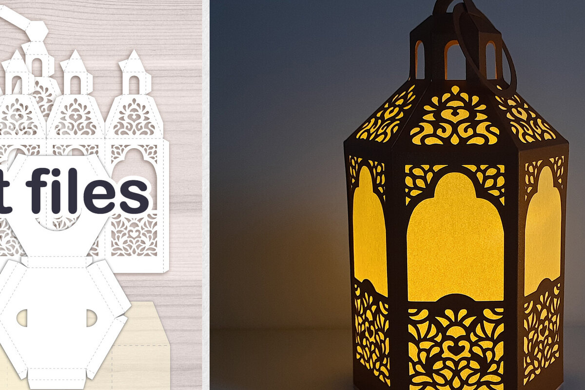 Σετ των 2 Intra απο ξύλο plywood 3mm-4mm πάχος 3D Paper Lantern Cut File for Cricut Δίασταση 15x15 cm INTRAFABR-78166144