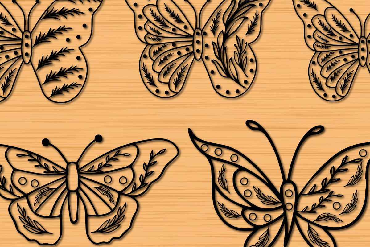 Intra απο ξύλο plywood 3mm-4mm πάχος 3D Papercut Butterfly Wildflower Δίασταση 30x20 cm INTRAFABR-30663402