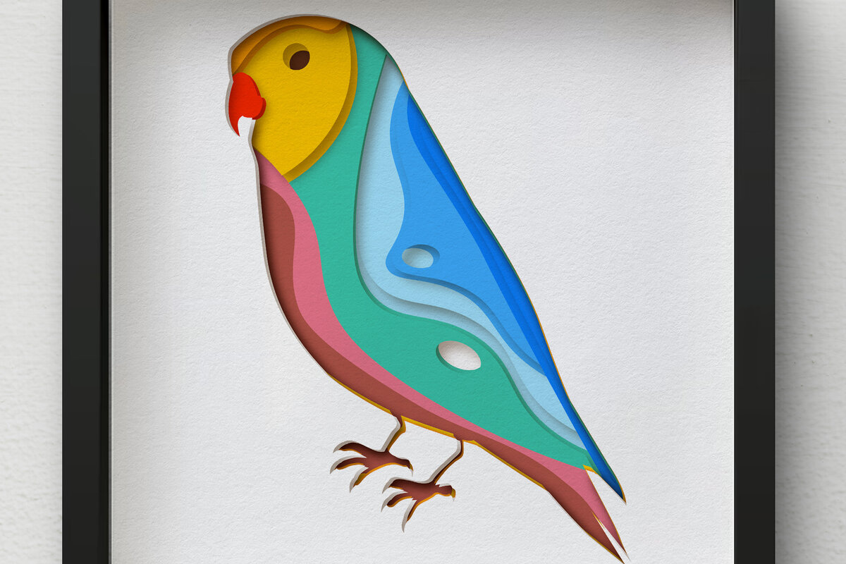 Intra απο ξύλο plywood 3mm-4mm πάχος 3D Parrot Shadow Box , Mandala Δίασταση 30x30 cm INTRAFABR-75622726