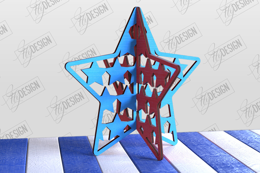 Σετ των 3 Intra απο ξύλο plywood 3mm-4mm πάχος 3D Patriotic Stand | Αμερικανικό σύμβολο Δίασταση 15x15 cm INTRAFABR-97751742