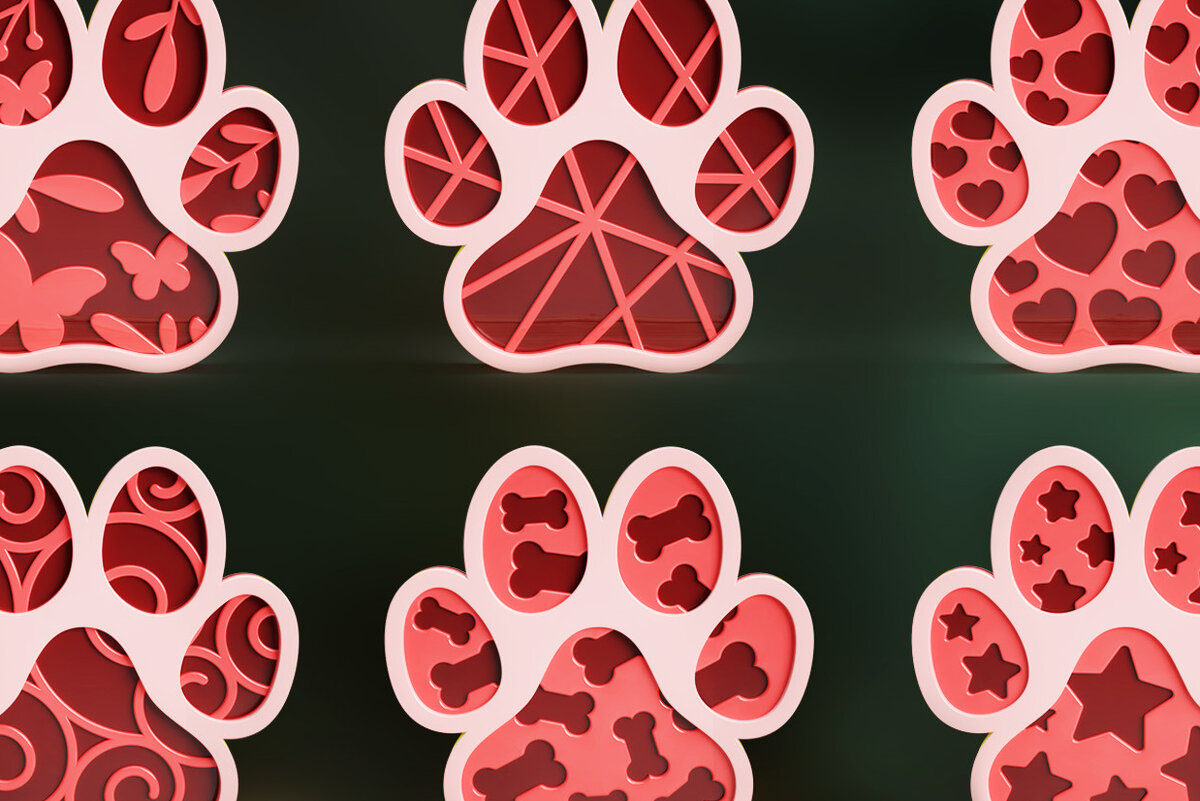 Intra απο ξύλο plywood 3mm-4mm πάχος 3D Paw Print Layered Pet Δίασταση 30x20 cm INTRAFABR-57273401