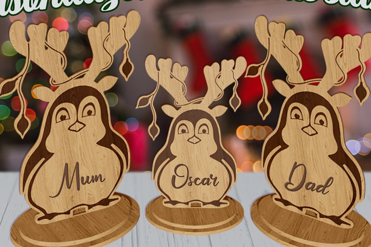 Σετ των 2 Intra απο ξύλο plywood 3mm-4mm πάχος 3D Personalized Christmas Stand  Δίασταση 15x15 cm INTRAFABR-79291051