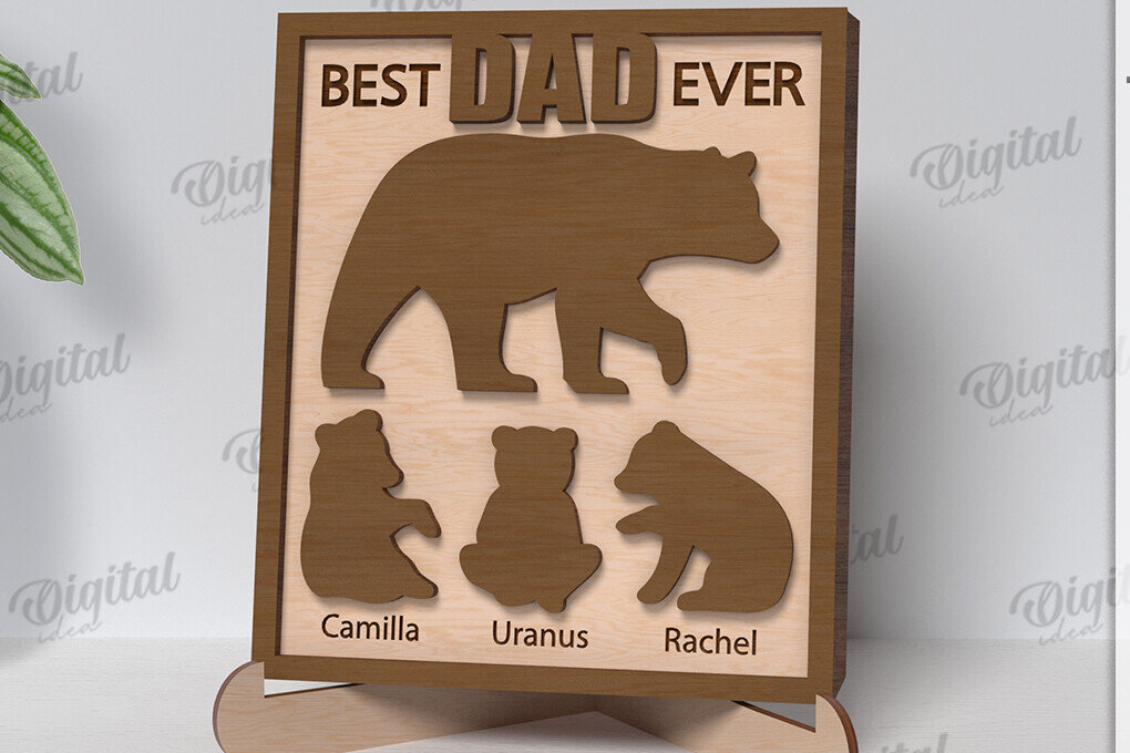 Σετ των 2 Intra απο ξύλο plywood 3mm-4mm πάχος Τρισδιάστατο εξατομικευμένο σημάδι της γιορτής του πατέρα Δίασταση 30x20 cm INTRAFABR-119615656