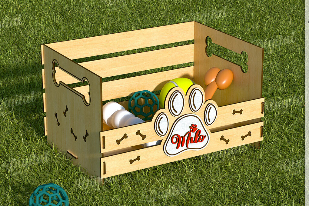 Intra απο ξύλο plywood 3mm-4mm πάχος 3D εξατομικευμένο καλάθι παιχνιδιών για κατοικίδια Δίασταση 30x20 cm INTRAFABR-119548586