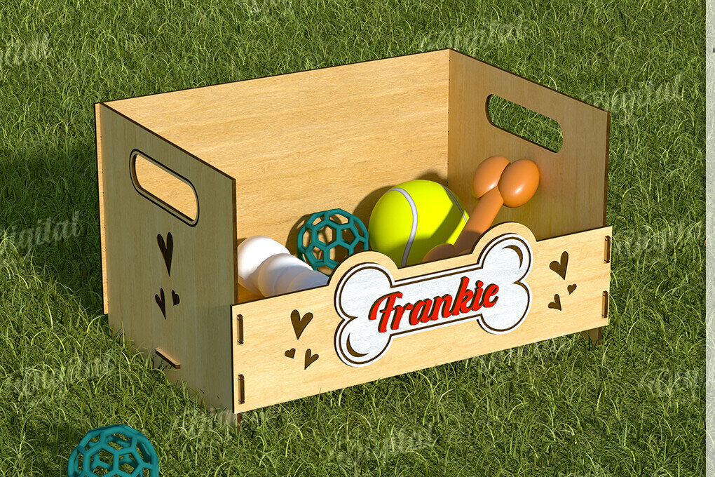 Intra απο ξύλο plywood 3mm-4mm πάχος 3D εξατομικευμένο καλάθι παιχνιδιών για κατοικίδια Δίασταση 30x20 cm INTRAFABR-119548724