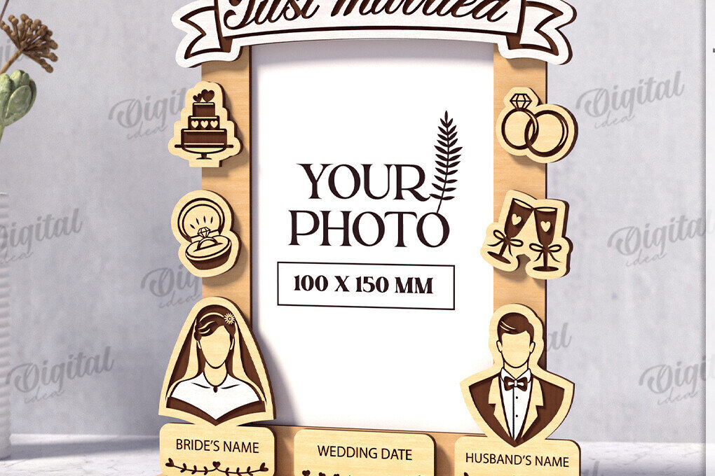 Intra απο ξύλο plywood 3mm-4mm πάχος Τρισδιάστατο εξατομικευμένο λέιζερ κορνίζας γάμου Δίασταση 20x30 cm INTRAFABR-121120383