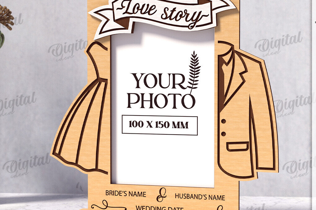 Intra απο ξύλο plywood 3mm-4mm πάχος Τρισδιάστατο εξατομικευμένο λέιζερ κορνίζας γάμου Δίασταση 20x30 cm INTRAFABR-121120397