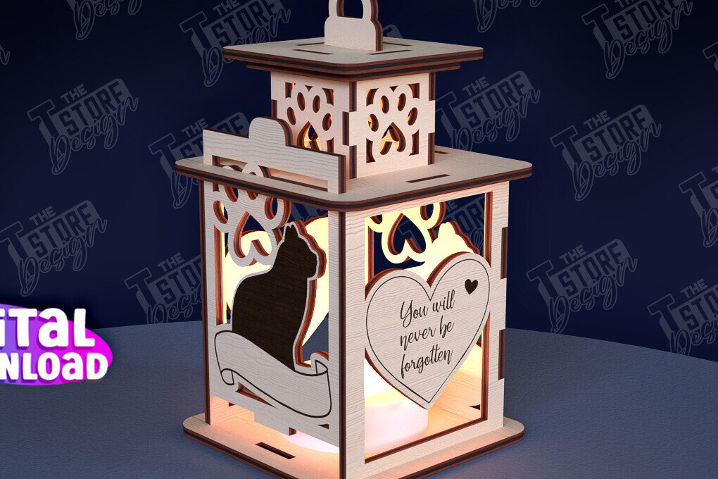 Σετ των 2 Intra απο ξύλο plywood 3mm-4mm πάχος φαναριού 3D Memorial Pet Δίασταση 15x15 cm INTRAFABR-95351241