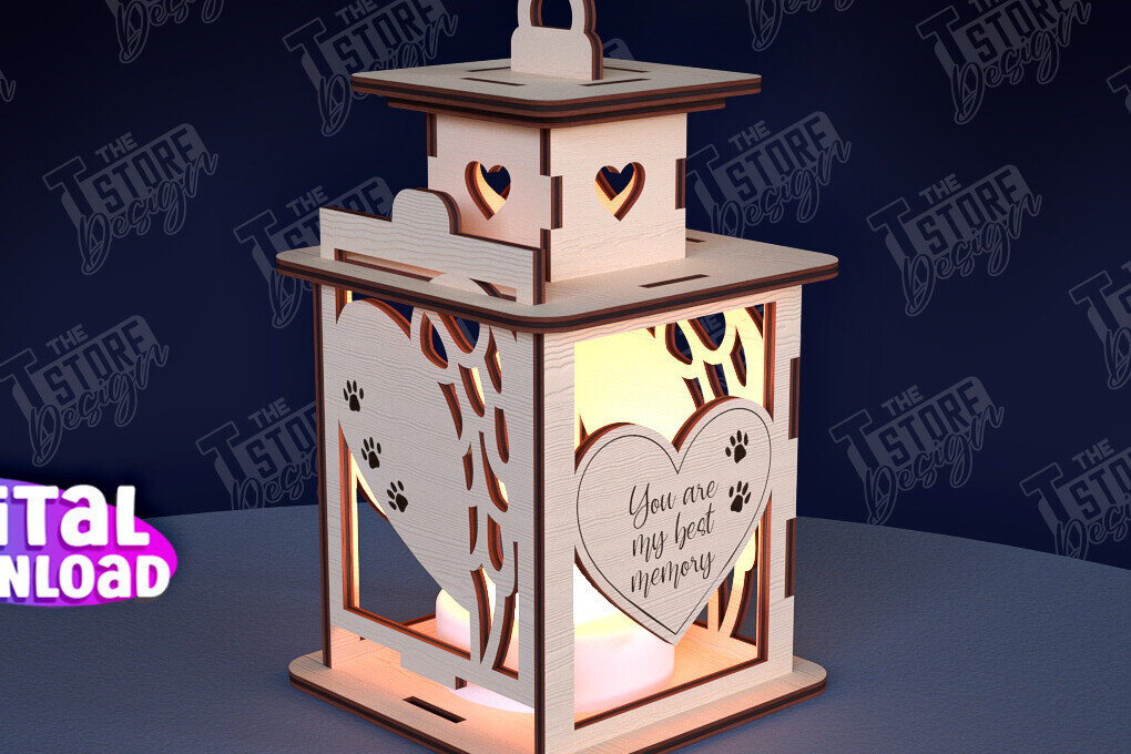 Σετ των 2 Intra απο ξύλο plywood 3mm-4mm πάχος φαναριού 3D Memorial Pet Δίασταση 15x15 cm INTRAFABR-95351255