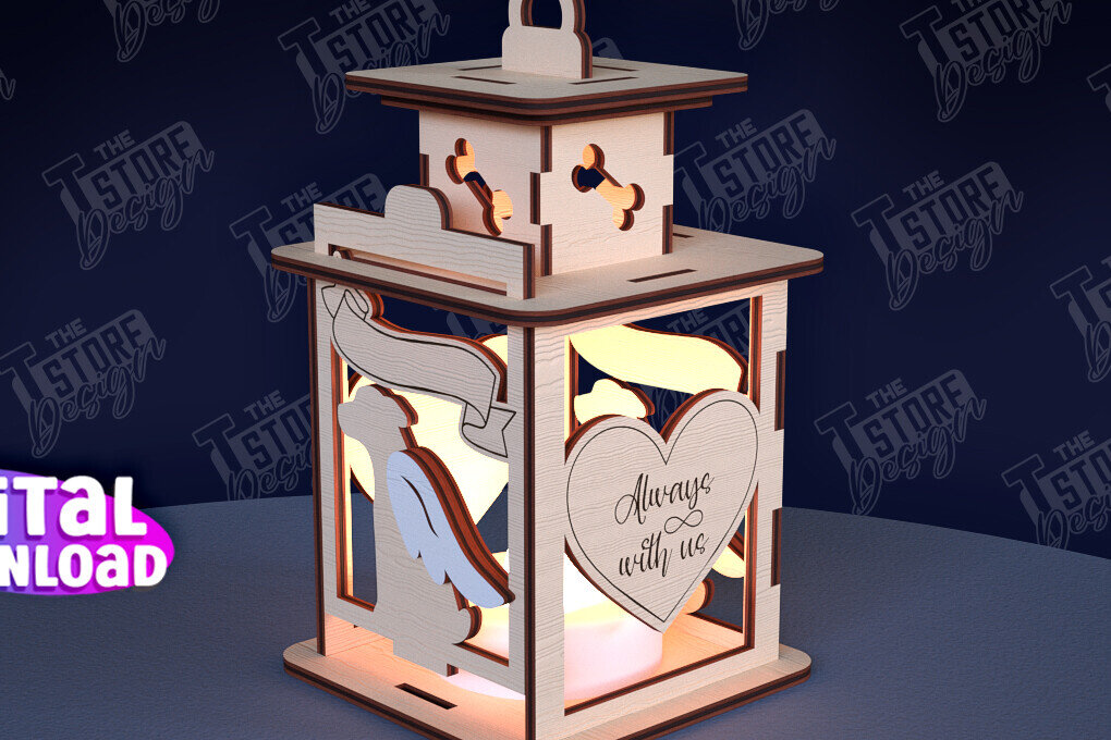 Σετ των 2 Intra απο ξύλο plywood 3mm-4mm πάχος φαναριού 3D Memorial Pet Δίασταση 15x15 cm INTRAFABR-95351258