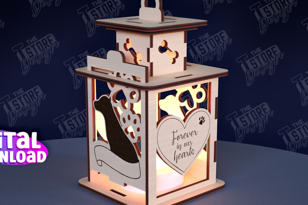 Σετ των 2 Intra απο ξύλο plywood 3mm-4mm πάχος φαναριού 3D Memorial Pet Δίασταση 15x15 cm INTRAFABR-95351234