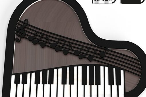 Intra απο ξύλο plywood 3mm-4mm πάχος 3D PIANO Cut | Μουσική 3D διακόσμηση Δίασταση 30x20 cm INTRAFABR-58474624