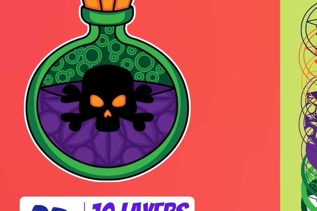 Σετ των 2 Intra απο ξύλο plywood 3mm-4mm πάχος 3D Poisoned Bottle Δίασταση 30x20 cm INTRAFABR-17355534