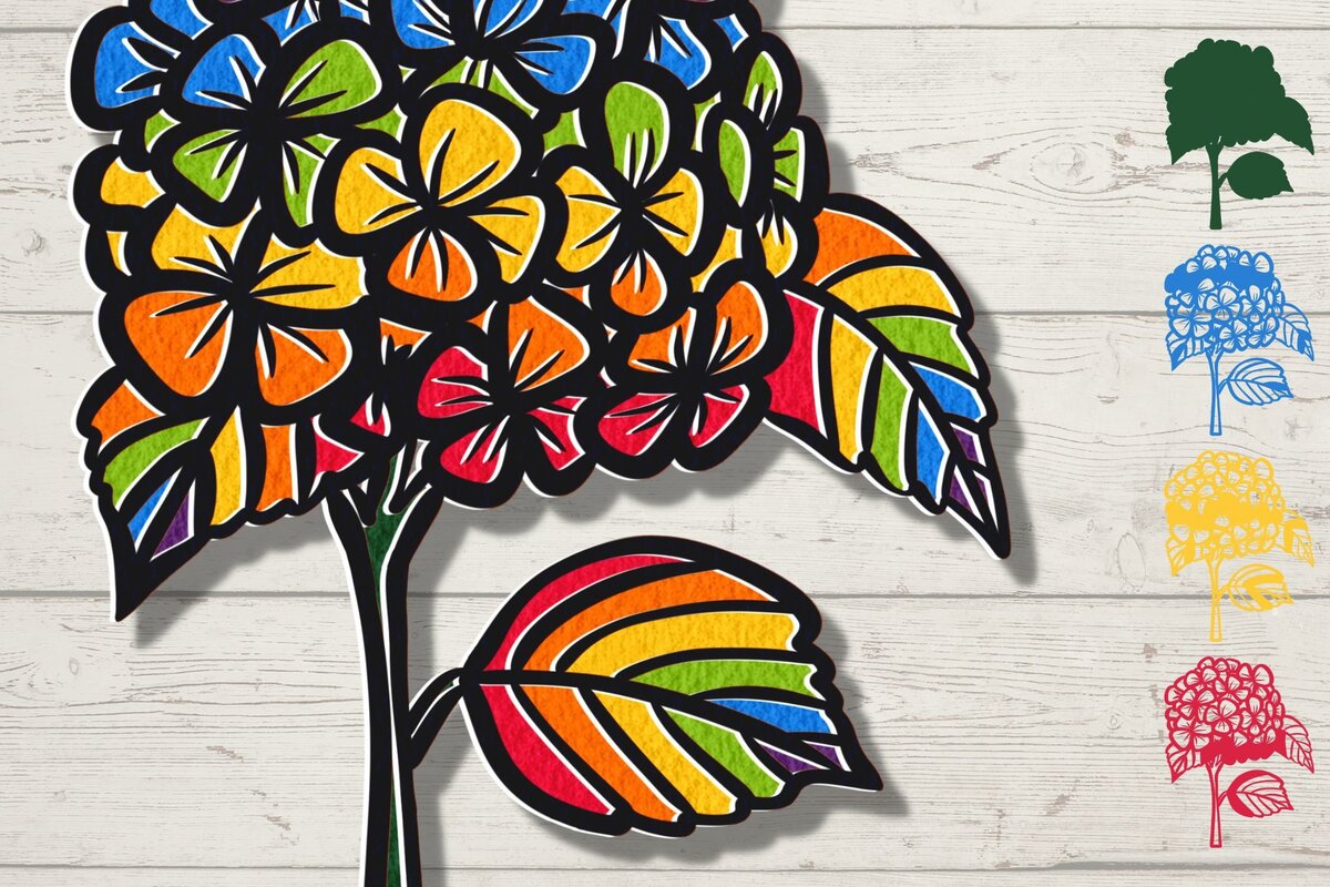 Intra απο ξύλο plywood 3mm-4mm πάχος 3D Pride Hydrangeas Flowers Δίασταση 30x20 cm INTRAFABR-71354151