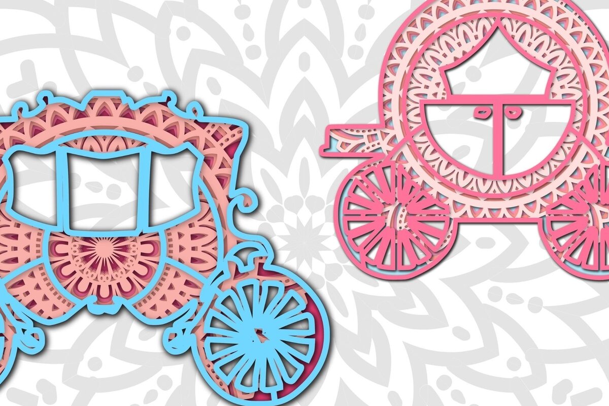 Intra απο ξύλο plywood 3mm-4mm πάχος Τρισδιάστατη άμαξα Princess Mandala 5 Layer Δίασταση 30x30 cm INTRAFABR-31015038