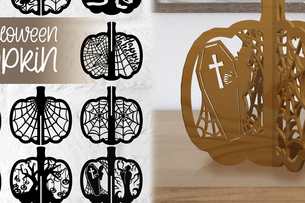 Σετ των 2 Intra απο ξύλο plywood 3mm-4mm πάχος Δέσμη 3D κολοκύθας Δίασταση 15x15 cm INTRAFABR-79693124